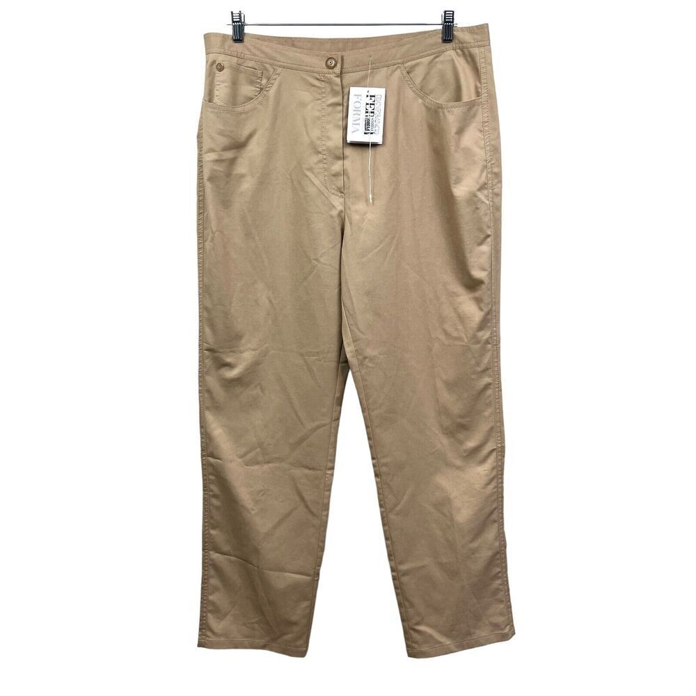 Gianfranco Ferre Forma Womens Pants Straight Leg Khaki Tan Sz 20 Made in Italy*
